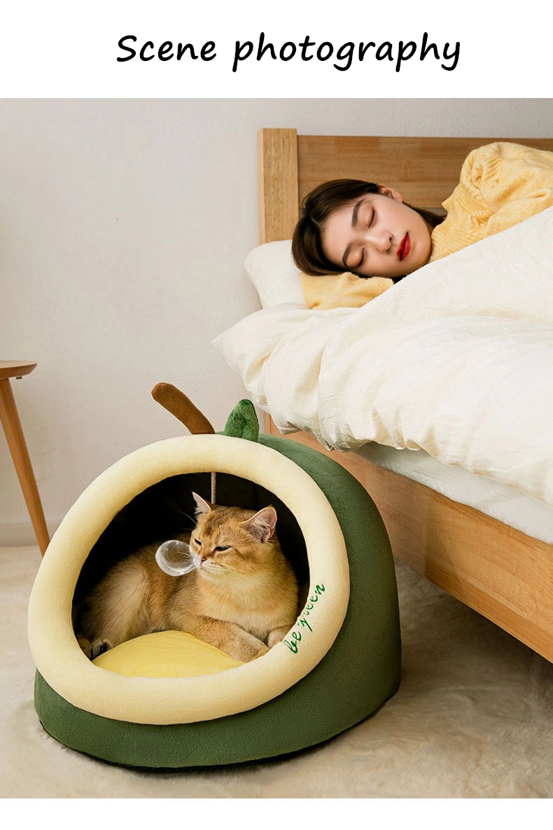 Hot Selling Product Pet Items New Type Lovely Pet Bed Semi-Closed Soft Cat Bed