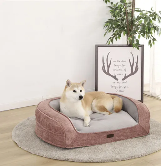 Luxury Washable Technology Fabric Fleece Waterproof Large Dog Pet Bed with Detachable Cushion