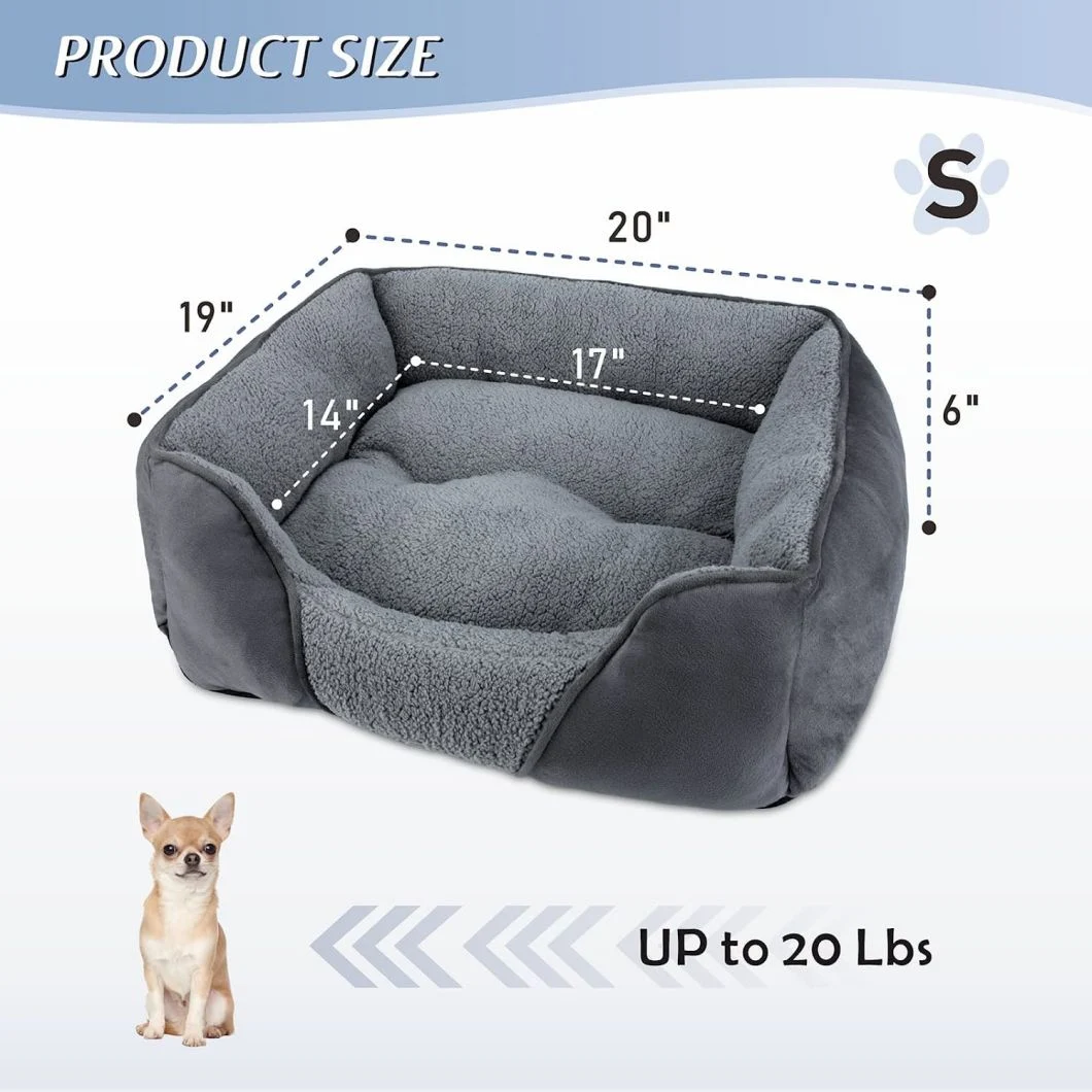 Machine Washable Rectangular Dog Bed Sedative Dog Sofa Soft Sleeping Puppy Bed with Non-Slip Bottom