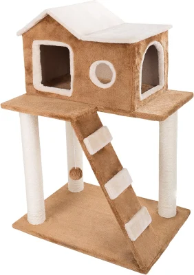 Árbol para gatos de 3 niveles: torre de felpa multinivel para gatos con postes para rascar, escalera para trepar, condominio para gatos y juguete colgante para gatos y gatitos