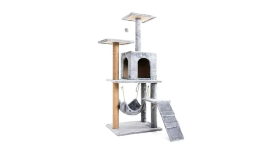 Torre de madera del árbol del gato de los componentes de Scratcher del marco de escalada barato gris para la venta