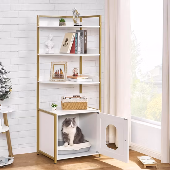 Gran espacio para gatos, baño, caja de arena para gatos, mostrador de almacenamiento, casa para mascotas