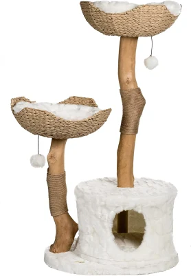 Torre de árbol de gato moderna para gatos grandes, rama Real, condominio de gato de lujo, Torre de gato de madera, árbol rascador para gatos, regalo para amantes de los gatos