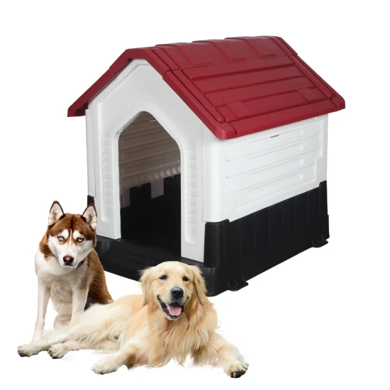 Fabricante de perreras impermeables para interiores y exteriores para mascotas, gran casa de perro de plástico para exteriores con ventana